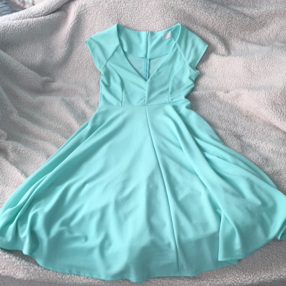 Turquoise-mint A-line dress